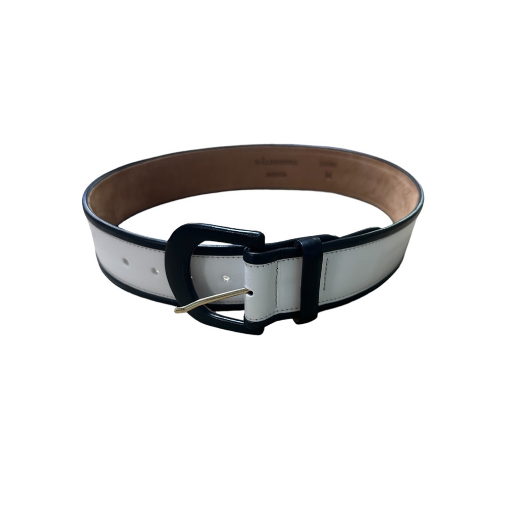 W. Kleinberg Leather Belt Medium, White Leather Belt